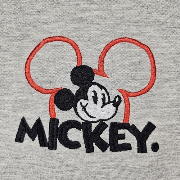 Mickey Mouse Womens Grey Sketch Hooded Sweatshirt Drawstring Embroidered Patches - Picture 6 of 15